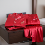 Couple Night Dress Silk Sleepwear Set – 4-Piece Pajama & Robe Set 4