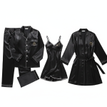 Couple Night Dress Silk Sleepwear Set – 4-Piece Pajama & Robe Set 5