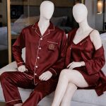 Couple Night Dress Silk Sleepwear Set – 4-Piece Pajama & Robe Set 1