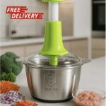Large 2L Bowl Effortless Vegetable Chopper & Meat Mincer – Manual Hand-Press Food Processor for Fruits, Herbs, Garlic, and Onions (Random Color) 3