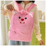 Cute Bunny Plush Backpack – Fluffy School Bag with Front Pocket 4