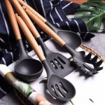 12 Pcs Kitchen Utensils Set | BPA Silicon & Wooden Kitchen Spoon Set | Heat Resistant Kitchen Non toxic Spatula Set with Turner Tongs,Spoon,Brush,Whisk-Wooden Handle - Random Color 3