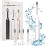 Rechargeable Electric Toothbrush With 2 Extra Heads | USB Charging Rechargeable Total Washable Electronic Whitening Teeth Brush for Oral Care 2