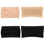 Strapless Soft And Non-Padded Tube Bra For Women | Set of 4 ( 2 pieces SKin or 2 Pieces Black Color) | Comfortable for Daily Wear 2