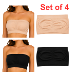 Strapless Soft And Non-Padded Tube Bra For Women | Set of 4 ( 2 pieces SKin or 2 Pieces Black Color) | Comfortable for Daily Wear 1