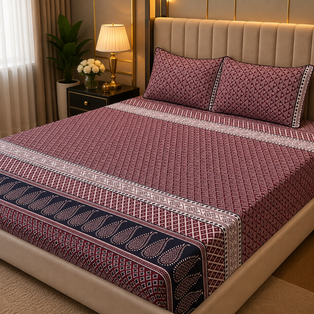 3D Crystal Cotton 3-piece Bedsheet Set AY0010047