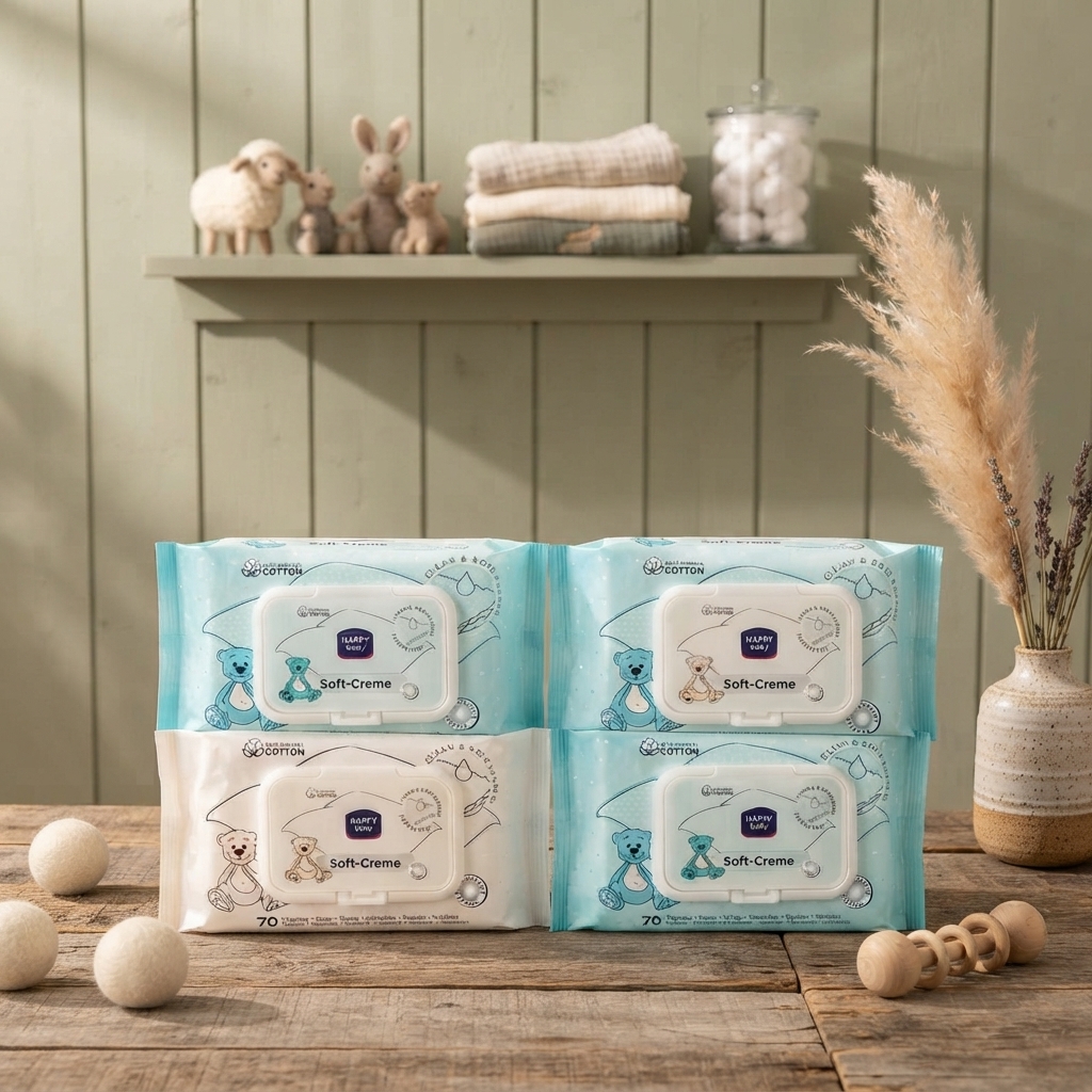 Soft-Creme Baby Wipes Pack of 10 -| 80 Wipes Each Pack | 100% Cotton | Alcohol Free | Best Quality with light Fragrance