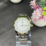 Premium Two-Tone Quartz Watch - Silver & Golden Chain 2