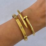 3-Piece Golden Cartier & Nail Style Bracelet Set 2