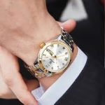 Premium Two-Tone Quartz Watch - Silver & Golden Chain 3